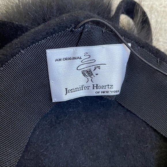 Jennifer Hoertz Millinery Black Felt Fur Bow Fascinator Hat EUC One Size main image 4